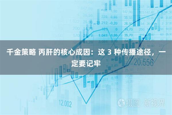 千金策略 丙肝的核心成因：这 3 种传播途径，一定要记牢